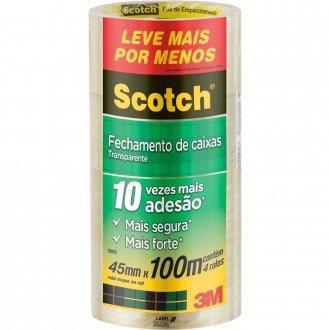 Fita adesiva, 45 mm x 100 m, transparente, embalagem com 4 rolos, HB004640734 3M