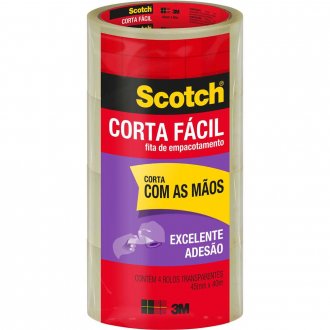 Fita adesiva corta f�cil, 45 mm x 40 m, transparente, embalagem com 4 rolos, HB004031207 3M