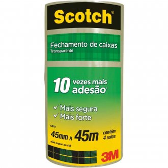Fita adesiva, 45 mm x 45 m, transparente, embalagem com 4 rolos, hb004031199 3M