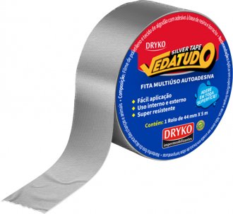 Fita adesiva refor�ada, 44 mm x 5 m, prata, Silver Tape Vedatudo, SILVER5 DRYKO