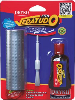 Fita adesiva imperme�vel, 10 cm x 1 m, alum�nio, para pequenos reparos, Vedatudo, DRYKO