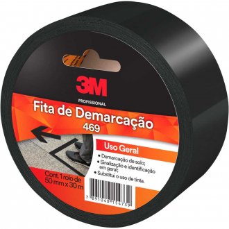 Fita de Demarca��o solo, preta, 50 mm x 30 m, 3M