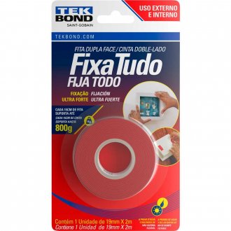 Fita dupla face acr�lica, 19 mm x 2 m, uso externo, fixa tudo, TEK BOND