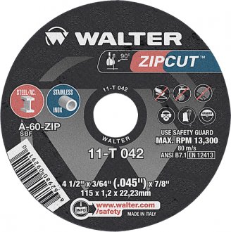 Disco de corte 115 mm x 1,2 mm x 22,23 mm, ZipCut, 11T042 WALTER