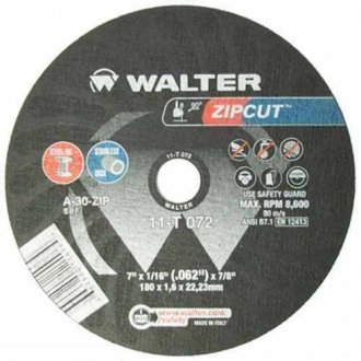 Disco de corte 180 mm x 1,6 mm x 22,23 mm, ZipCut, 11T072 WALTER