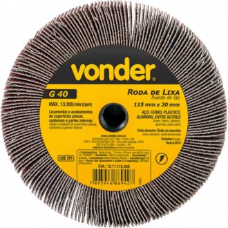 Roda de lixa, 115 mm x 20 mm, rosca M14, gr�o 40, VONDER