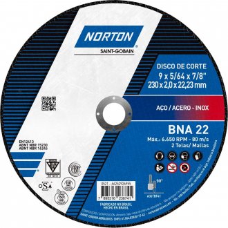 Disco de corte, 230 mm x 2 mm x 22,23 mm, BNA 22 NORTON