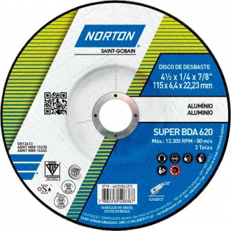 Disco de desbaste para alum�nio, 114,3 mm x 6,4 mm x 22,23 mm, BDA 620, NORTON