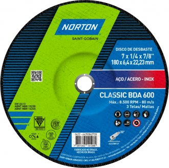 Disco de desbaste 180,0 mm x 6,4 mm x 22,23 mm, Classic, BDA 600, NORTON