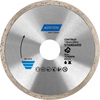 Disco diamantado liso, 110 mm, furo 20 mm, linha standard, 70184633935 NORTON