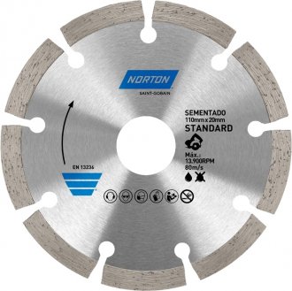 Disco diamantado segmentado, 110 mm, furo 20 mm, linha standard, 70184633936 NORTON