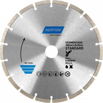 Disco diamantado segmentado, 180 mm, furo 22 mm, linha standard, 70184633937 NORTON