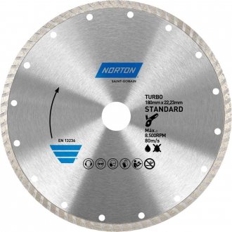 Disco diamantado turbo, 180 mm, furo 22 mm, linha standard, 70184633940 NORTON