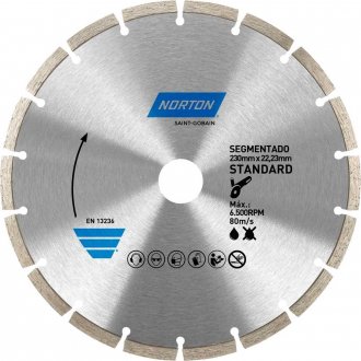 Disco diamantado segmentado, 230 mm, furo 22 mm, linha standard, 70184633937 NORTON