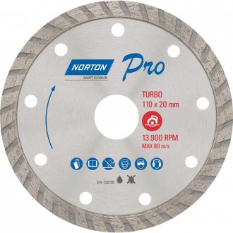 Disco de corte diamantado, 110 mm x 20 mm, turbo, 70184601752 NORTON