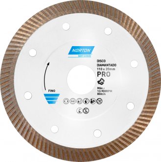 Disco de corte diamantado, 110 mm x 20 mm, para porcelanato, Pro Fino, NORTON