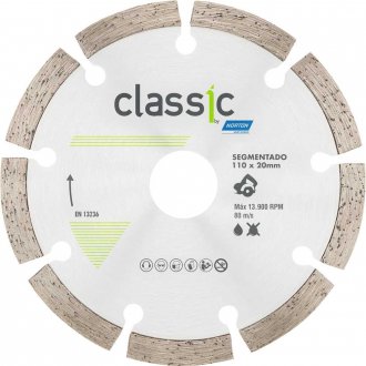 Disco de corte diamantado, 110 mm x 20 mm, segmentado, modelo Classic, NORTON