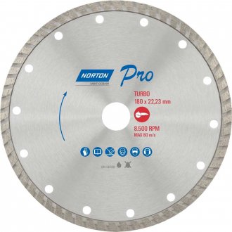 Disco de corte diamantado, 180 mm x 22,2 mm, turbo, 70184645784 NORTON