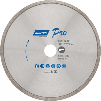 Disco de corte diamantado, 180 mm x 22,2 mm, cont�nuo, 70184645785 PRO NORTON