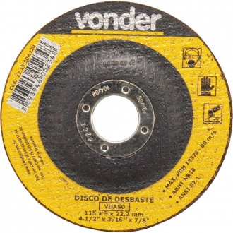 Disco de desbaste 115,0 mm x 5,0 mm x 22,23 mm, VDA 50, VONDER