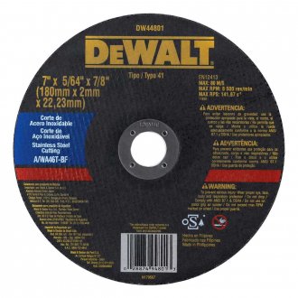 Disco de corte, 180 mm x 2 mm x 22,23 mm, para a�o e inox, corte fino, DW44801 DEWALT