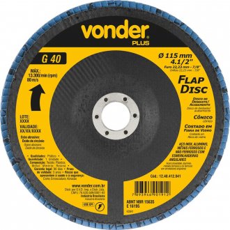 Flap-disc, disco de desbaste/acabamento, 4.1/2