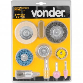 Jogo de pontas montadas e escova com 10 pe�as, VONDER