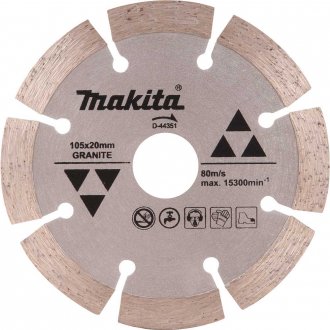 Disco de corte diamantado, 105 mm x 20 mm, segmentado, D-44351, MAKITA