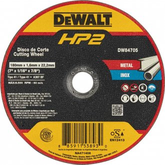 Disco de corte 180 mm x 1,6 mm x 22,23 mm, DW84705 HP2 DEWALT
