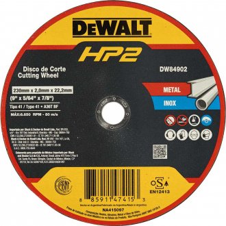 Disco de corte 230 mm x 2 mm x 22,23 mm, DW84902 HP2 DEWALT