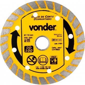 Disco de corte diamantado, 110 mm, DD 200 seco, VONDER