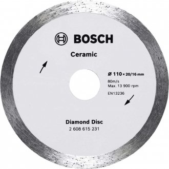 Disco de corte diamantado, 110 mm, CERAMIC LISO, 2 608 615 231 BOSCH.