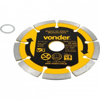Disco de corte diamantado, 110 mm x 20 mm, segmentado, V3, VONDER