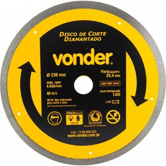 Disco de corte diamantado, 230 mm x 25,4 mm, liso, VONDER