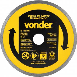 Disco de corte diamantado, 180 mm x 25,4 mm, liso, VONDER
