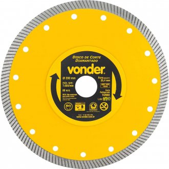 Disco de corte diamantado, 200 mm x 25,4 mm, turbo, VONDER
