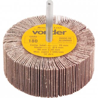 Roda de lixa 80 mm x 30 mm com haste, gr�o 180 VONDER