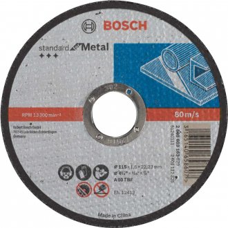 Disco de corte 115 mm x 1,6 mm x 22,23 mm 2608603163, BOSCH