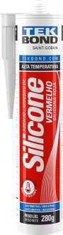 Borracha de silicone ac�tico, alta temperatura, vermelho, 280 g, TEKBOND