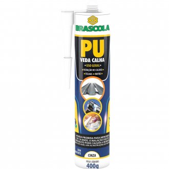 Veda calha PU plus, 400 g, cinza, BRASCOLA