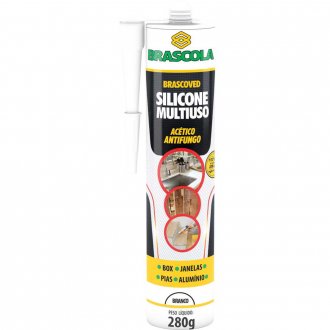 Borracha de silicone, Brascoved Constru��o, ac�tica, branca, 280 g, BRASCOLA