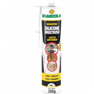 Borracha de silicone, Brascoved Constru��o, ac�tica, preta, 280 g, BRASCOLA