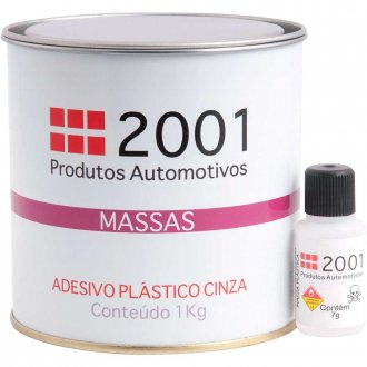Adesivo pl�stico, 1 kg, cinza, 9772, com catalisador, 2001
