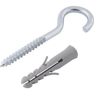 Gancho 3,3 mm x 60 mm, com bucha de nylon 6 mm, G-6, VONDER