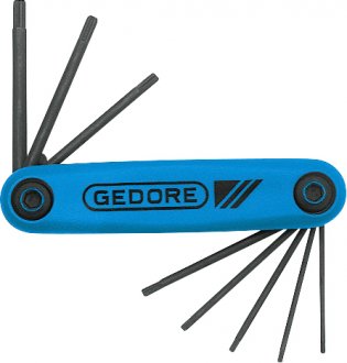 Jogo de chaves hexalobular, T6 a T25, tipo canivete, com 8 pe�as, 024.660, GEDORE