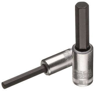 Soquete hexagonal longo 3 mm, com encaixe 1/4