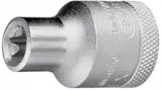 Soquete hexalobular f�mea, com encaixe 1/2