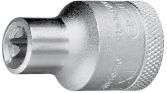 Soquete hexalobular f�mea, com encaixe 1/2