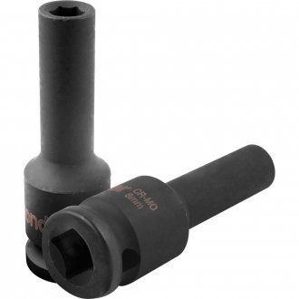 Soquete sextavado longo de impacto, 8 mm, encaixe de 1/2