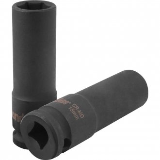 Soquete sextavado longo de impacto, 15 mm, encaixe de 1/2